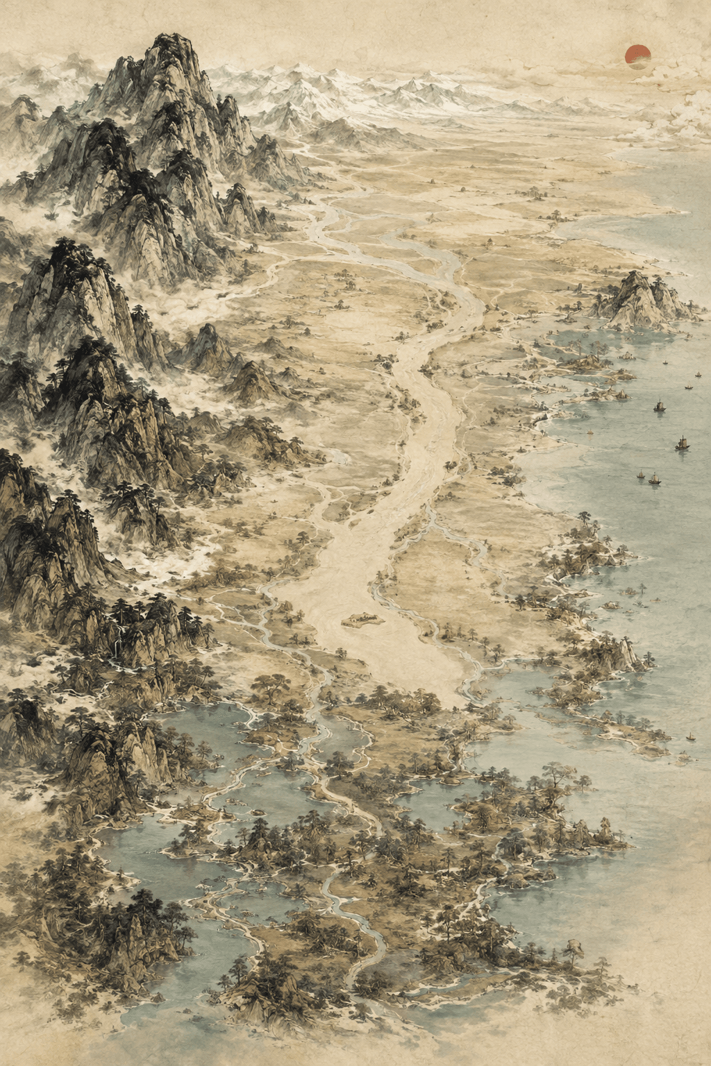 太一道主题材插画：九州山河与江海